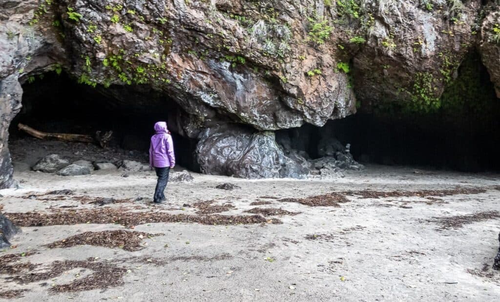 My friend Gemma admiring the caves at San Josef Bay