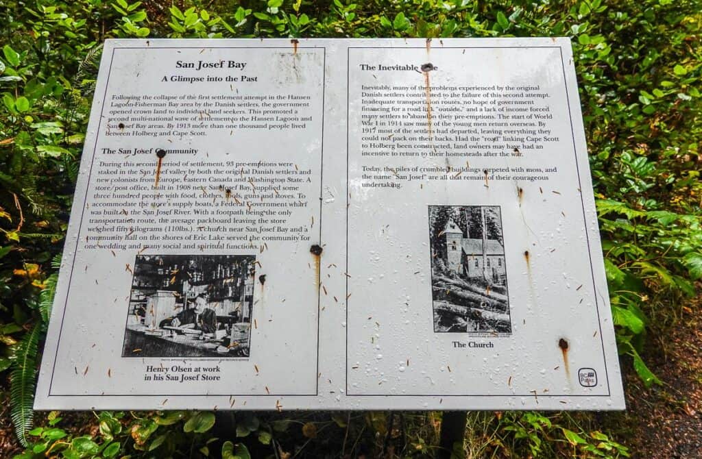 Interpretive sign near Henry Olsen store location