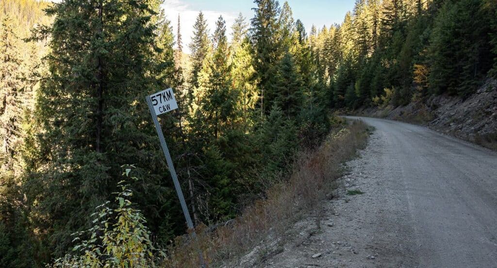 There are signs every kilometre on the Columbia and Western (C&W) rail trail