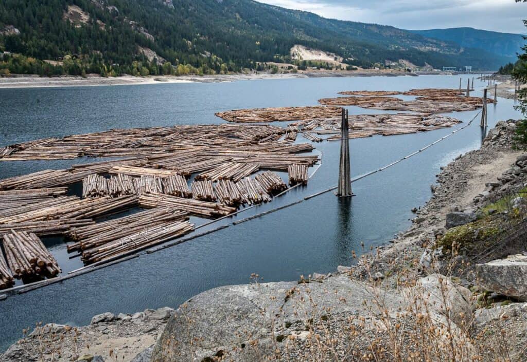 You know you are close to Castlegar when you start seeing log booms