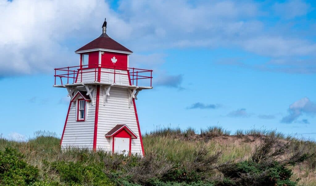 Walk past this pretty lighthouse overlooking Brackley Beach