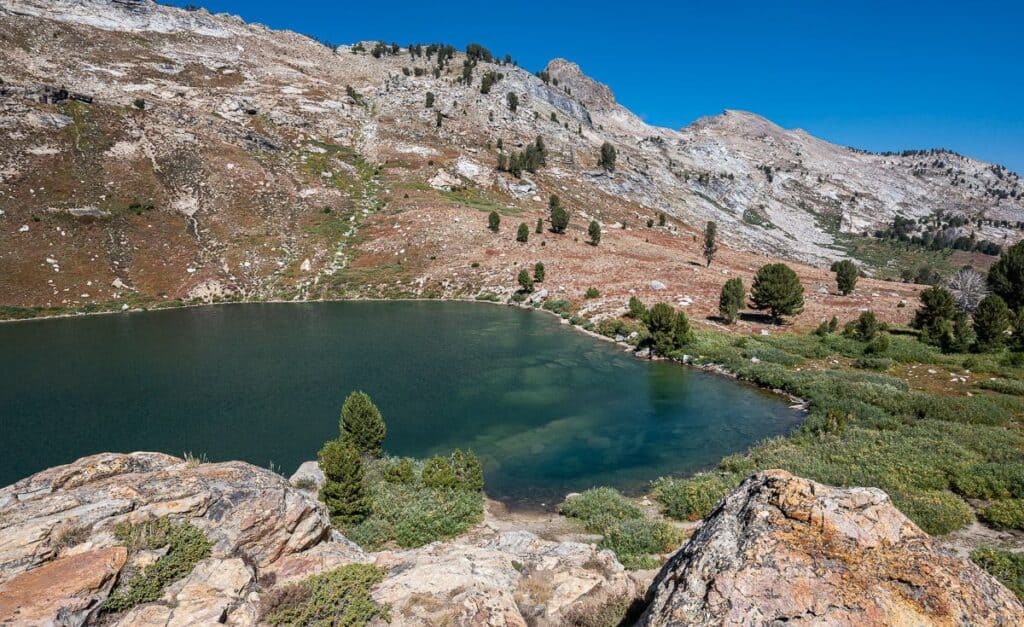 Looking down on gorgeous Lamoille Lake