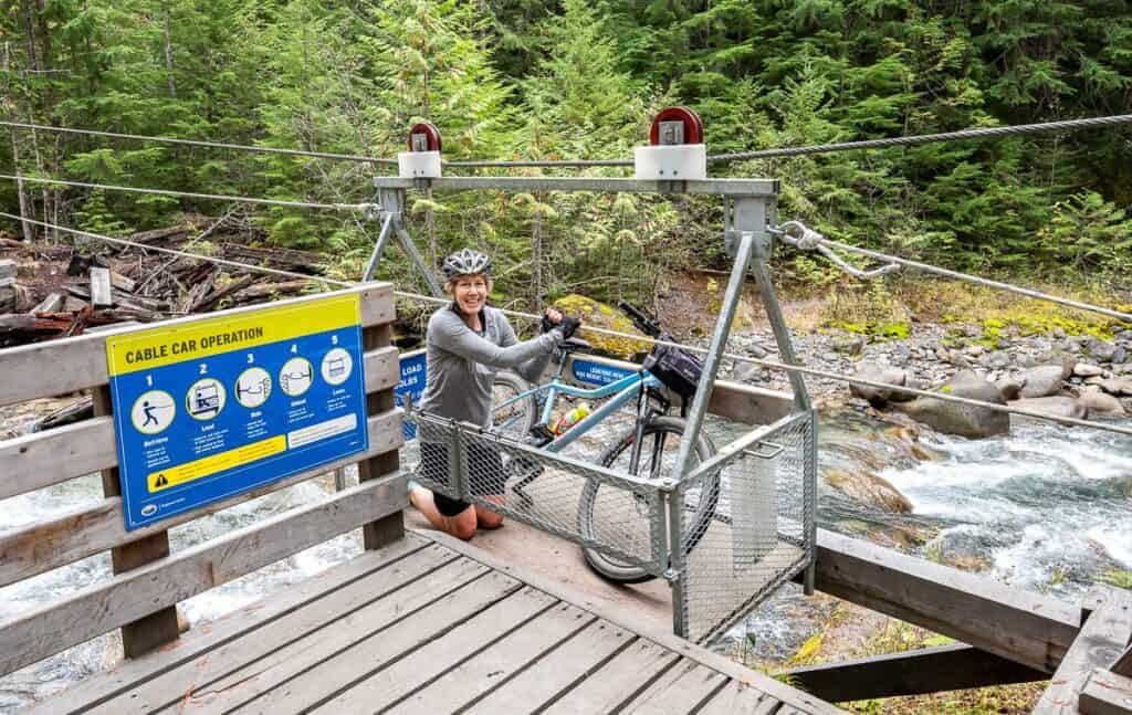 Ready to take the cable car across Cumberland Creek 