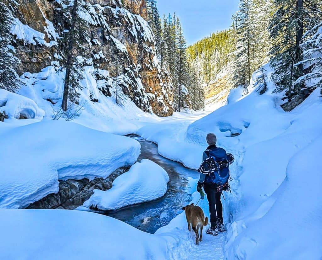 It's a scenic winter hike towards the bypass trail from the Green Monster