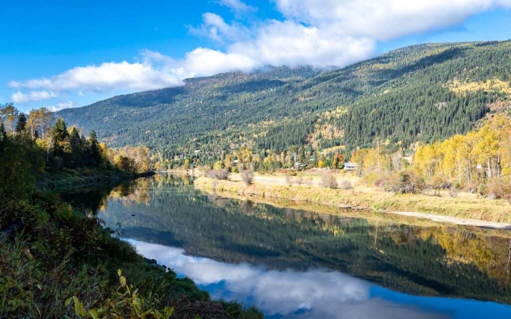 Gorgeous fall foliage along the Slocan River in early October