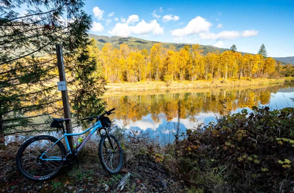 My bike at KM 32 on the Slocan Valley bike trail