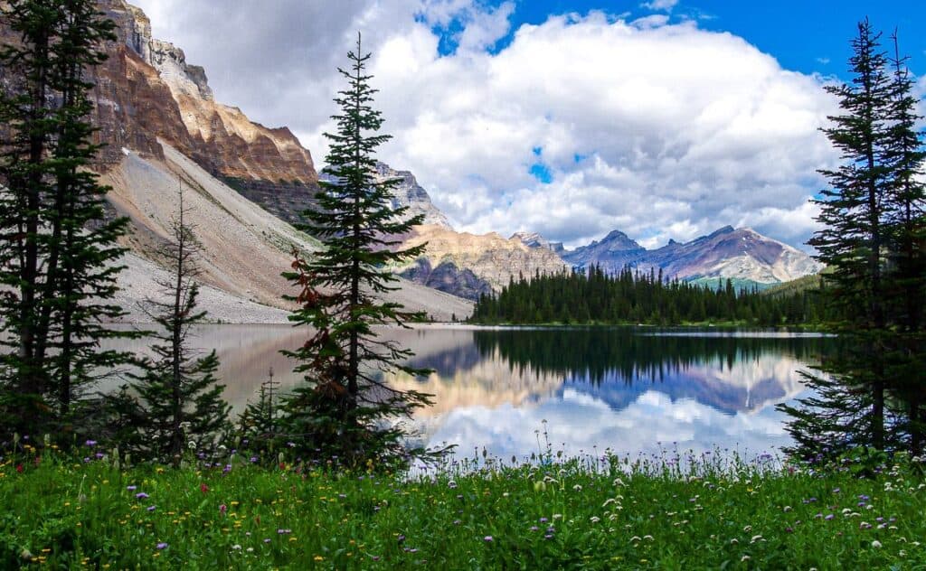 Beautiful reflection in Haiduk Lake on the way towards Egypt Lake