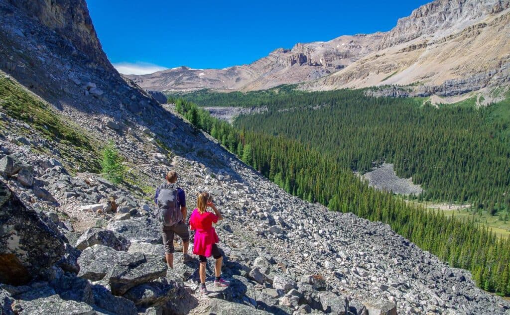 Merlin Lake is behind the rock wall in the distance