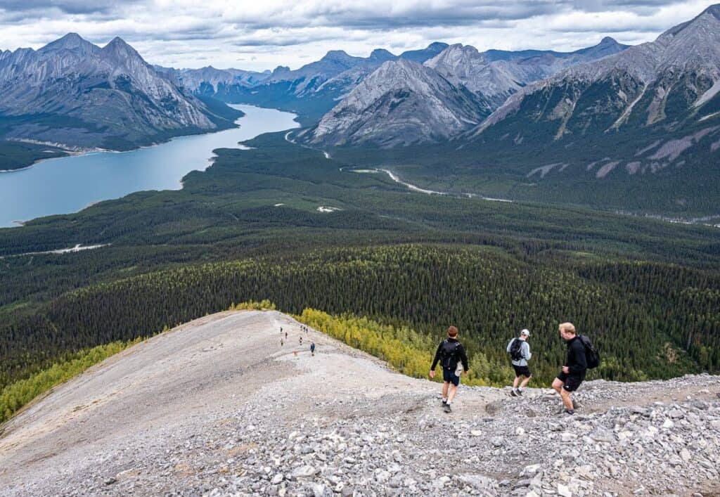 It's a steep scree-filled descent to the trees of the west arm