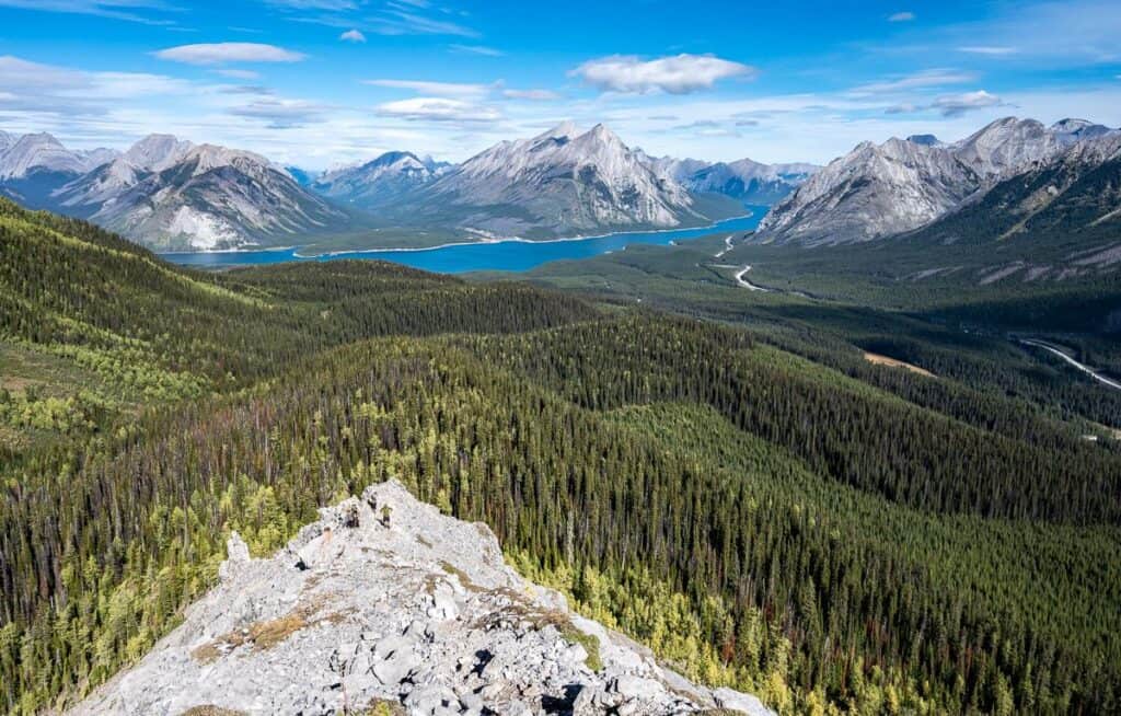 It doesn't take long before you get a superlative view of the Spray Lakes Reservoir