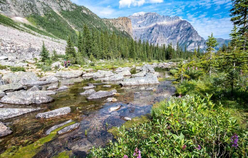 These boulders along Babel Creek at the end of the Consolation Lakes hike are a good place for many to stop and take in the view