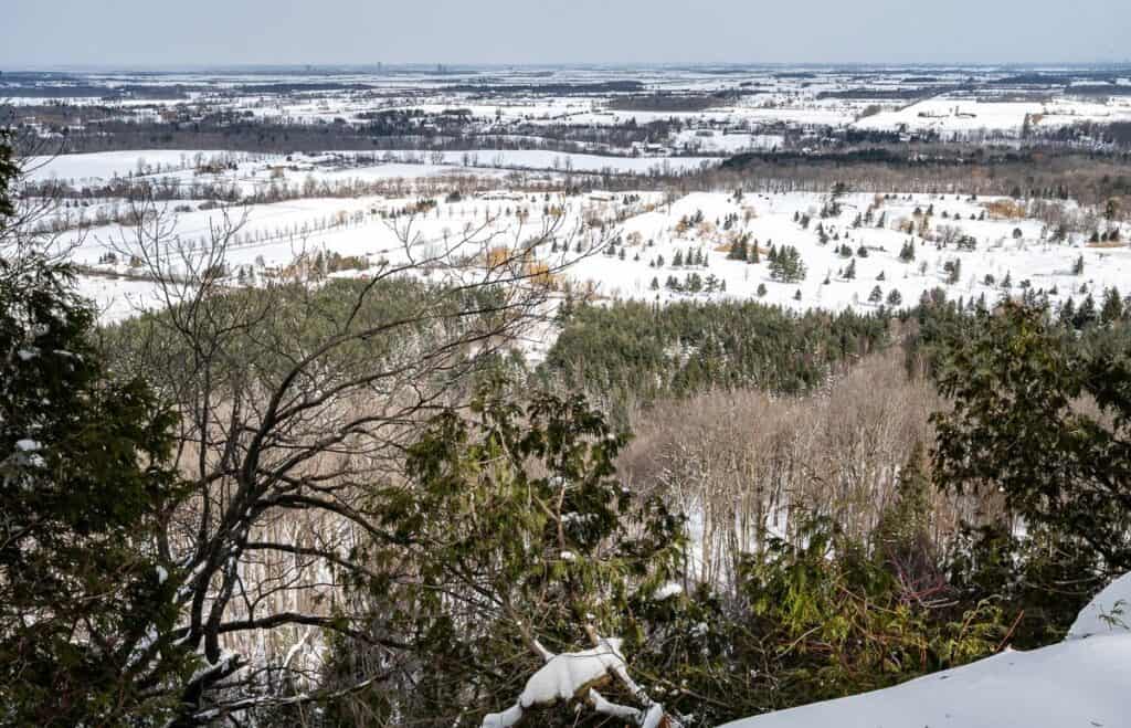 View over the Niagara Escarpment from the Mount Nemo Conservation area - one of the easy winter hikes in Ontario