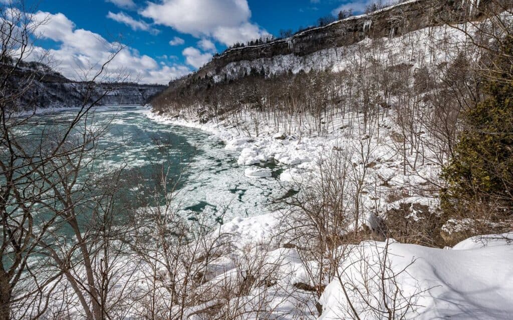 Looking up the Niagara River towards Niagara Falls