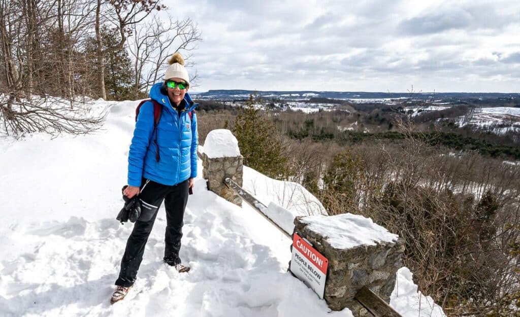 Views over to Mount Nemo Conservation Area from Rattlesnake Bluffs Conservation Area - one of the best winter hikes in Ontario