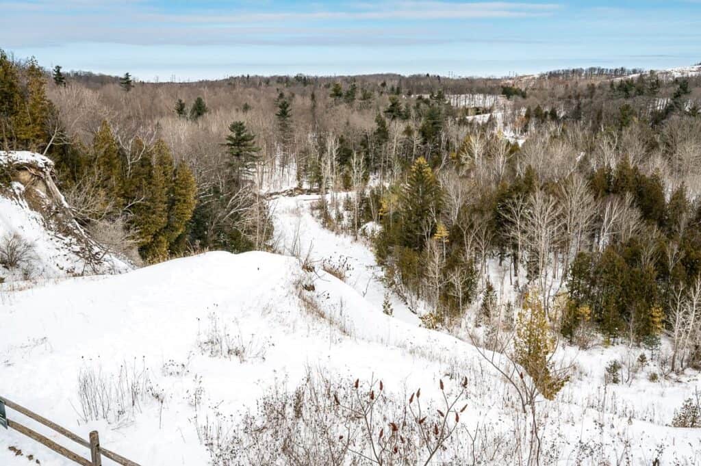 The view from the Vista Trail Lookout in Rouge National Urban Park - one of the closest places to Toronto for Ontario winter hikes