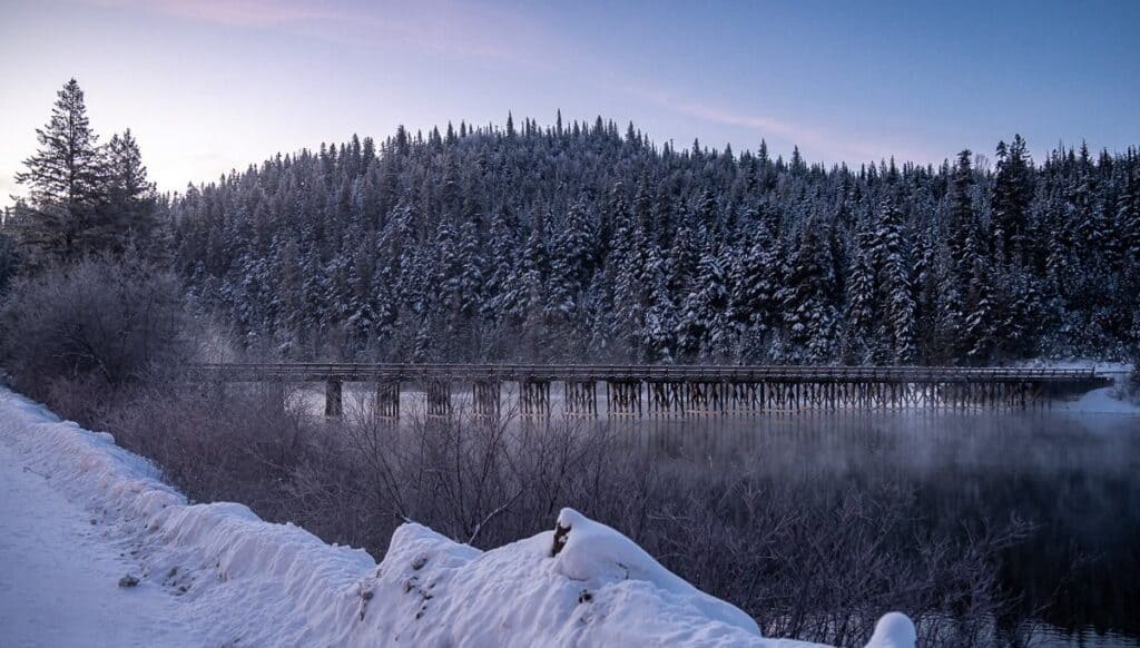 Mist over the Quesnel River near Lively, BC