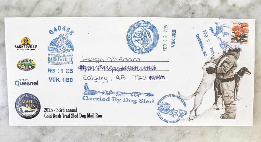 My piece of mail carried by dog sled