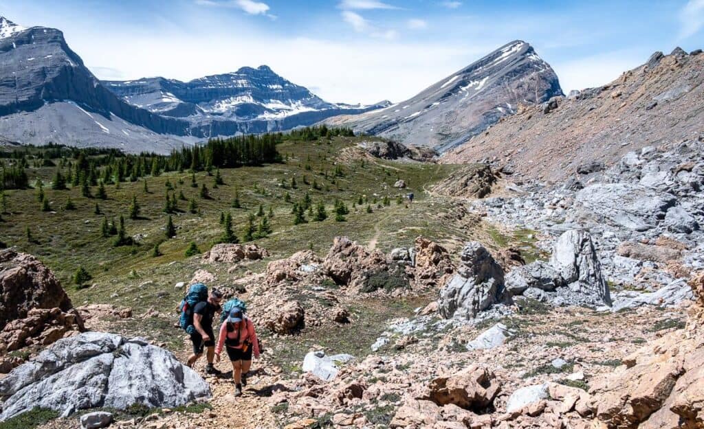Starting to pick our way through the boulders on route to Cataract Pass - you can see there is a rough trail to follow