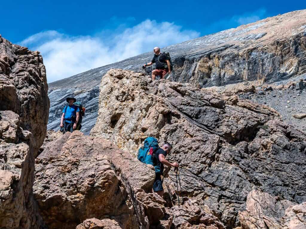 Go high or go low - we opted for low through these big rocks and came out by the river