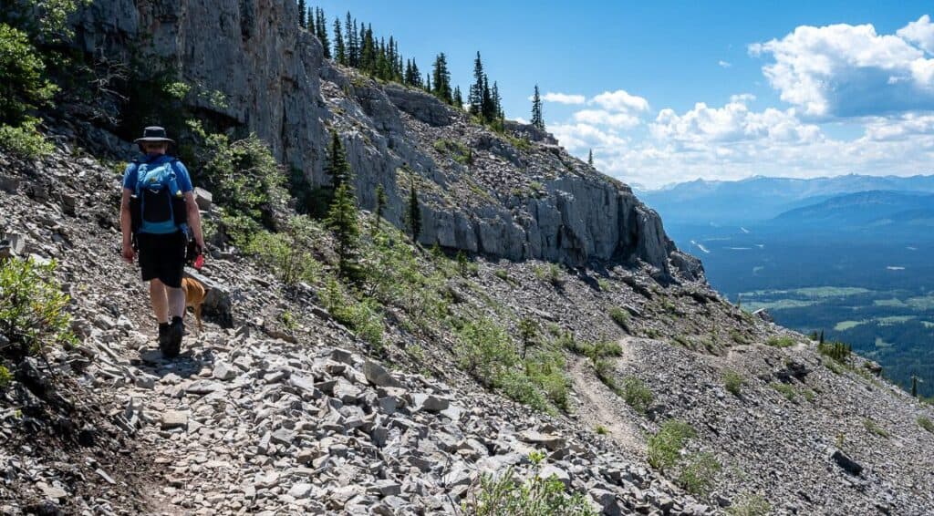 Back on the main trail and hiking down the mountain