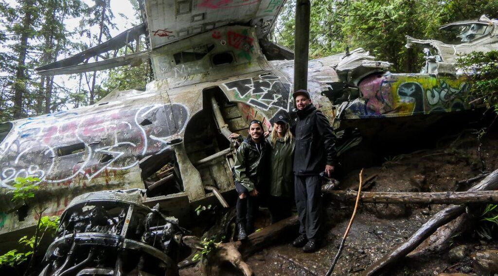 10 BEST Tofino Hikes | Hike Bike Travel Family members in front of the bomber - one of the more unusual hikes in Tofino