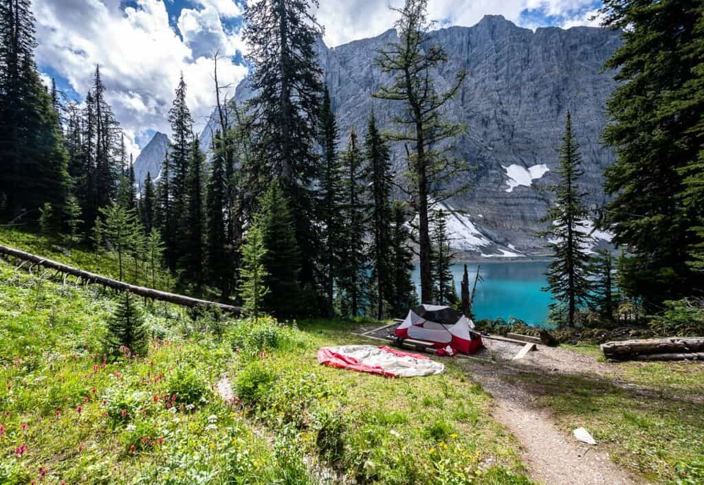 Campsite #12 overlooking Floe Lake has the best view of all