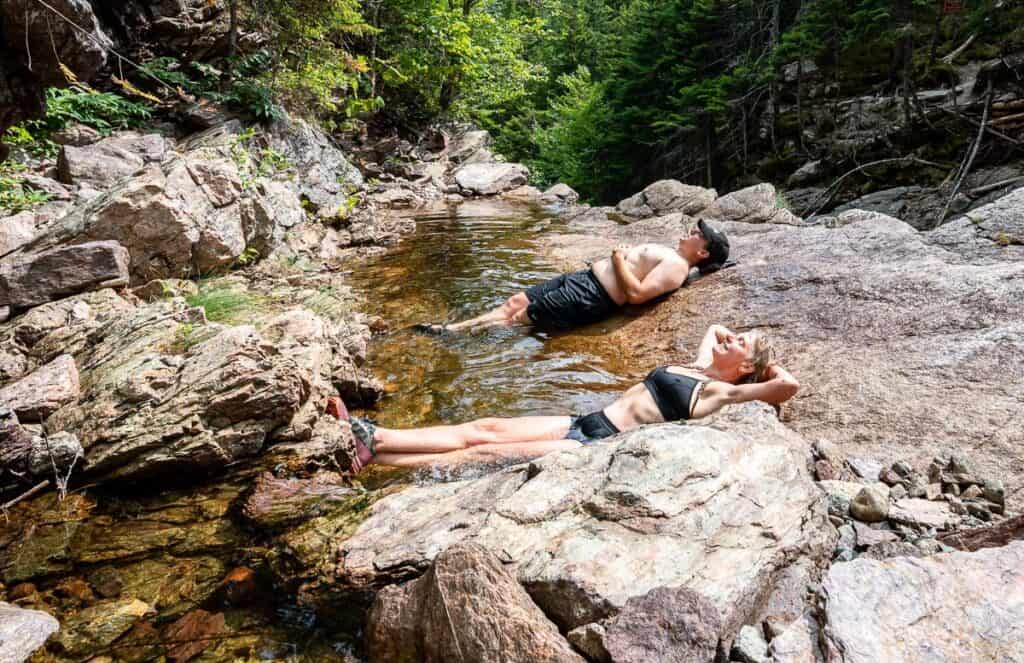 Just hanging out in the water above the waterfall