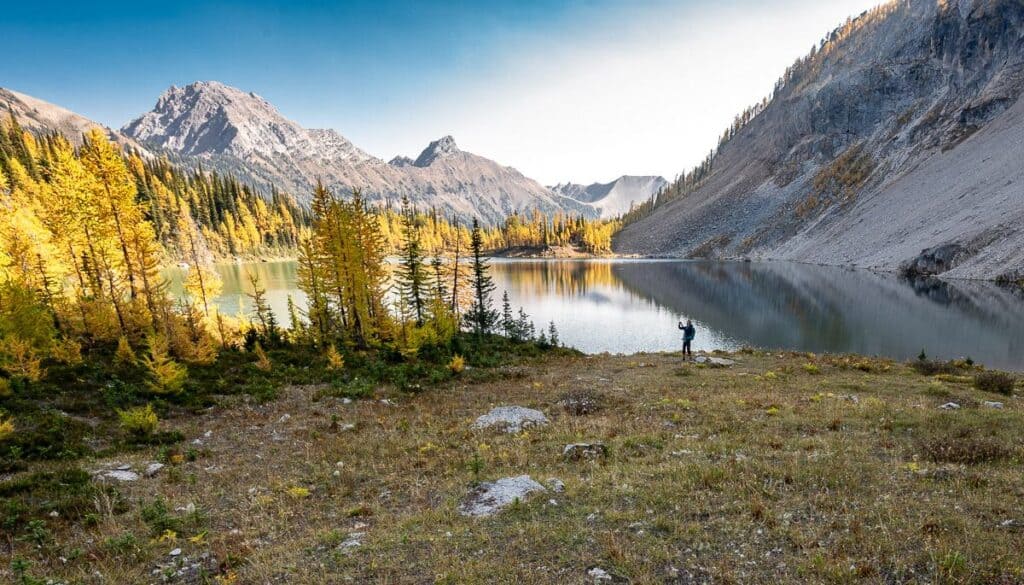 Diana Lake ringed with golden larches in late September