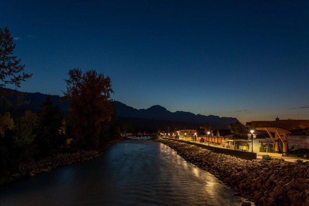 Walk part of the Rotary Trail and cross the Kicking Horse Pedestrian Bridge
