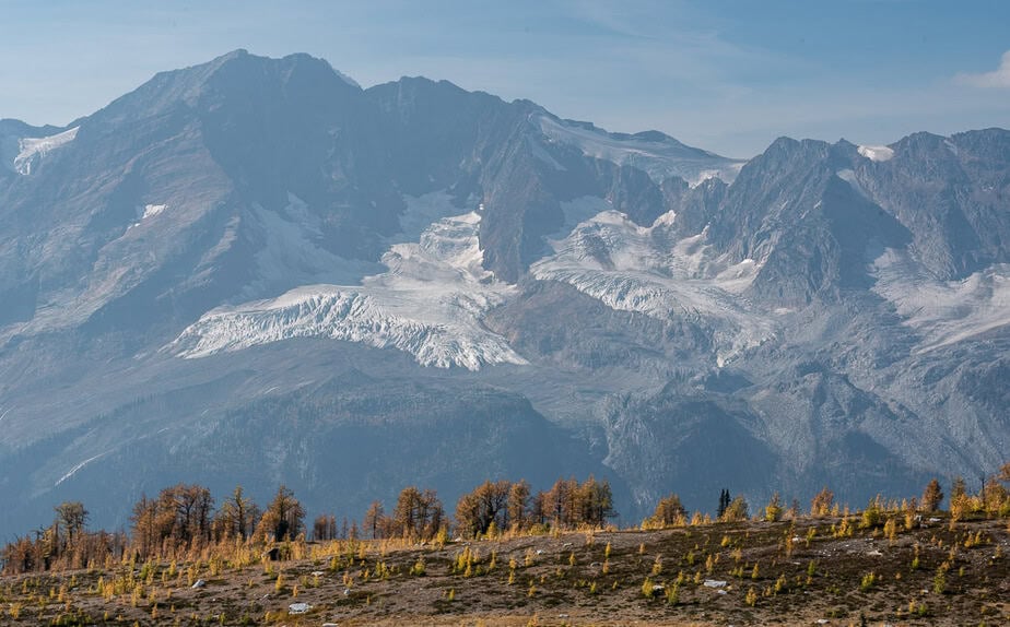 Looking across from the ridge to the expansive MacBeth Icefield