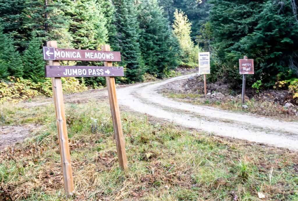 You have about 5 km to go when you reach the intersection with Jumbo Pass 