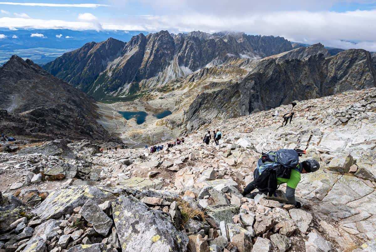 We were not alone hiking Rysys from Slovakia